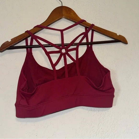 Dark Berry Red Strappy Back Sports Bra - Picture 5 of 5